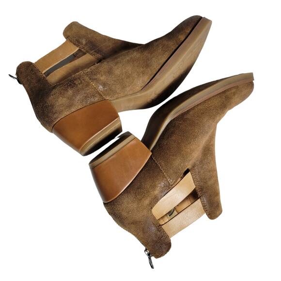 Korks Ease Gabriela Ankle Boots Brown Tan Leather Booties Distressed Boho Size 7 - Picture 6 of 13